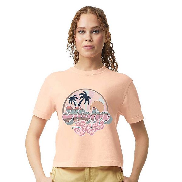 

Ретро алоха расслабленный кроп-топ Simply Sage Market, Peachy