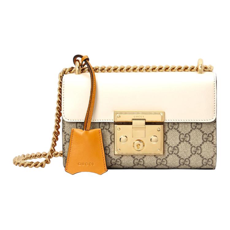 

GUCCI Сумка-коробка с замком и кожей, сумка через плечо, сумка-трубы, женская, цвета черного дерева и белого