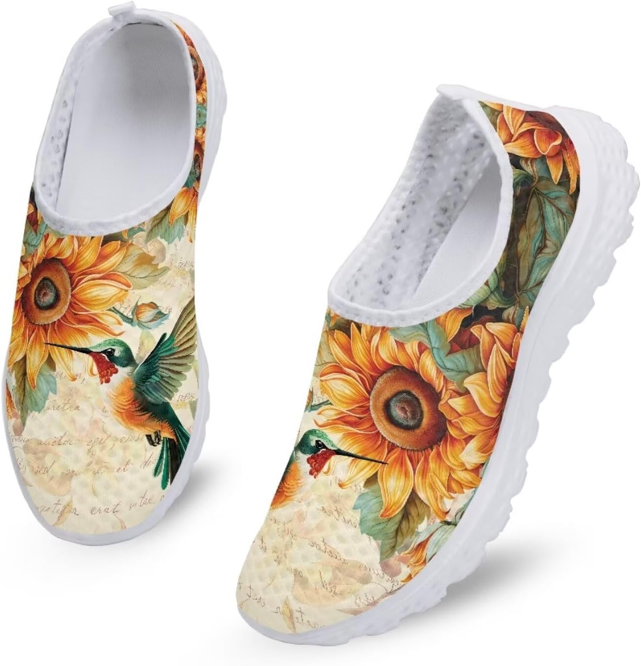 

Женские слипоны Kuiaobaty, мужские прогулочные кроссовки, модные кеды, спортивная повседневная обувь, легкие дышащие лоферы, Hummingbird Sunflower