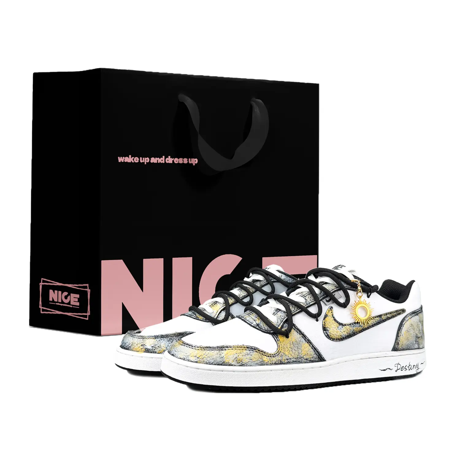 

Nike Износостойкие низкие кроссовки для скейтбординга EBERNON, мужские, черно-золотые