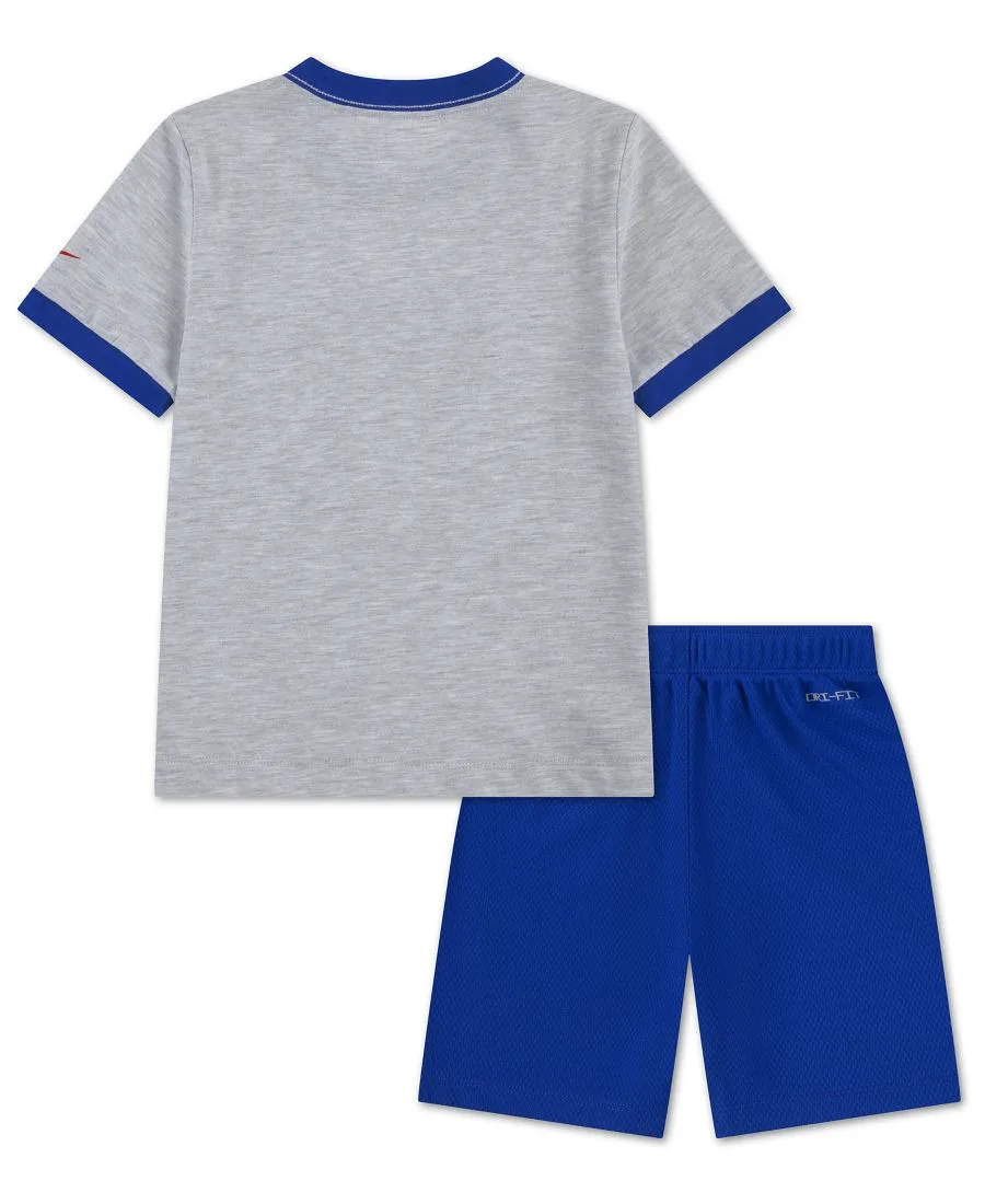 Детский комплект из футболки с коротким рукавом и шорт Dri-FIT с изображением бейсбольных персонажей (4-7 лет), Nike, game royal/heather серый — фото 2