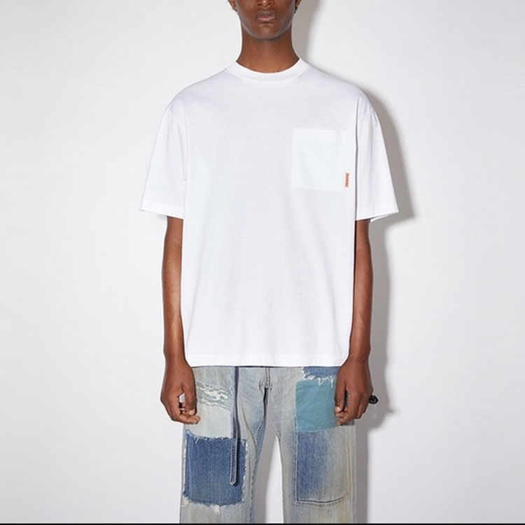 Футболка с карманом Acne Studios, ярко-белая — фото 4