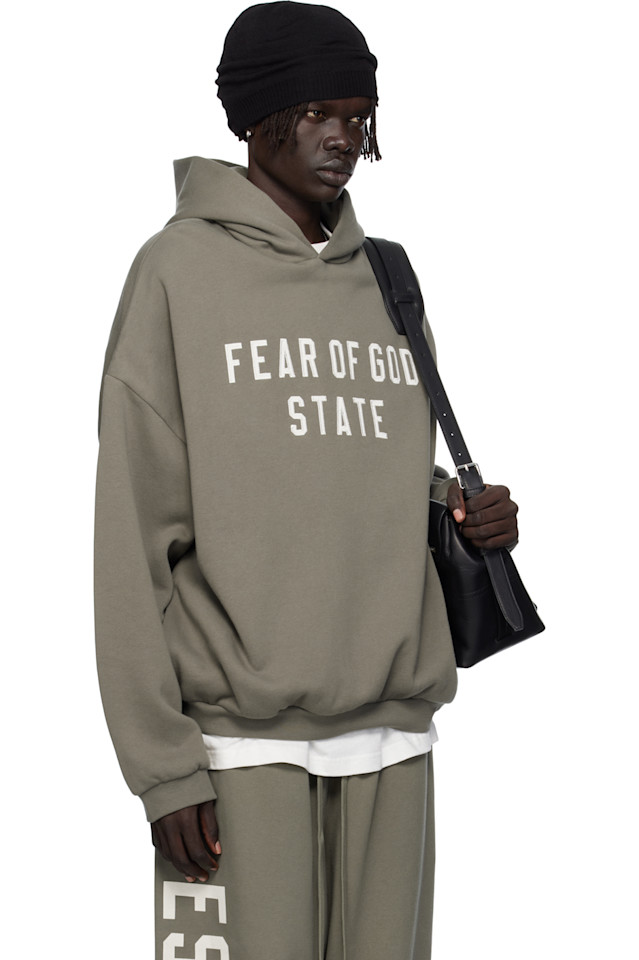 Fear Of God Essentials Серая флисовая толстовка в стиле 90-х — фото 2