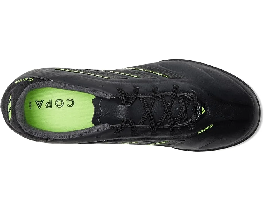 Кроссовки Adidas Kids Copa Pure 3 League Turf Soccer Cleats (Little Kid/Big Kid), Black/Solid Grey/Lucid Lemon — фото 2
