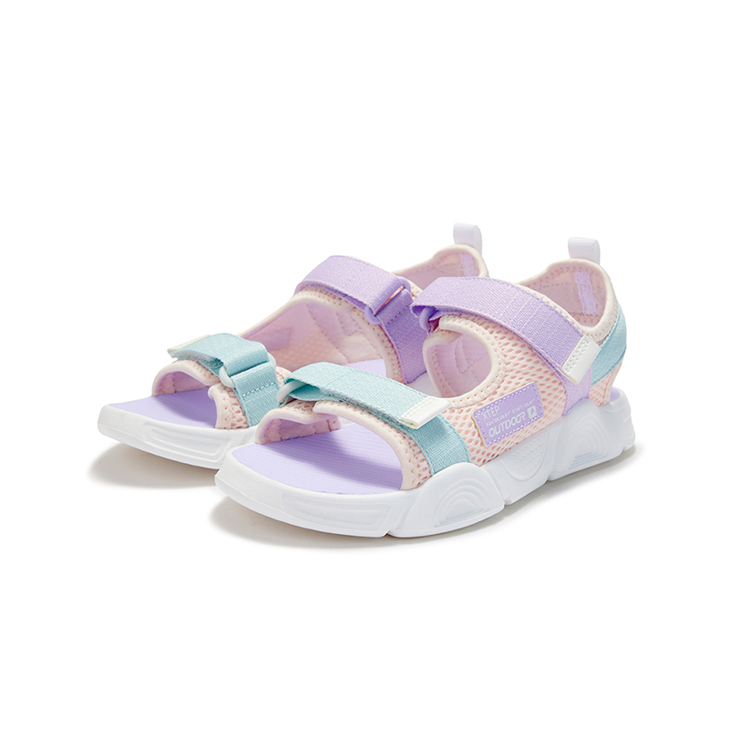 XTEP Сандалии Slip Resistant, Abrasion Resistant, Breathable Low top Sandal Pure Snow Mist Green Peony Purple Kids' — фото 3