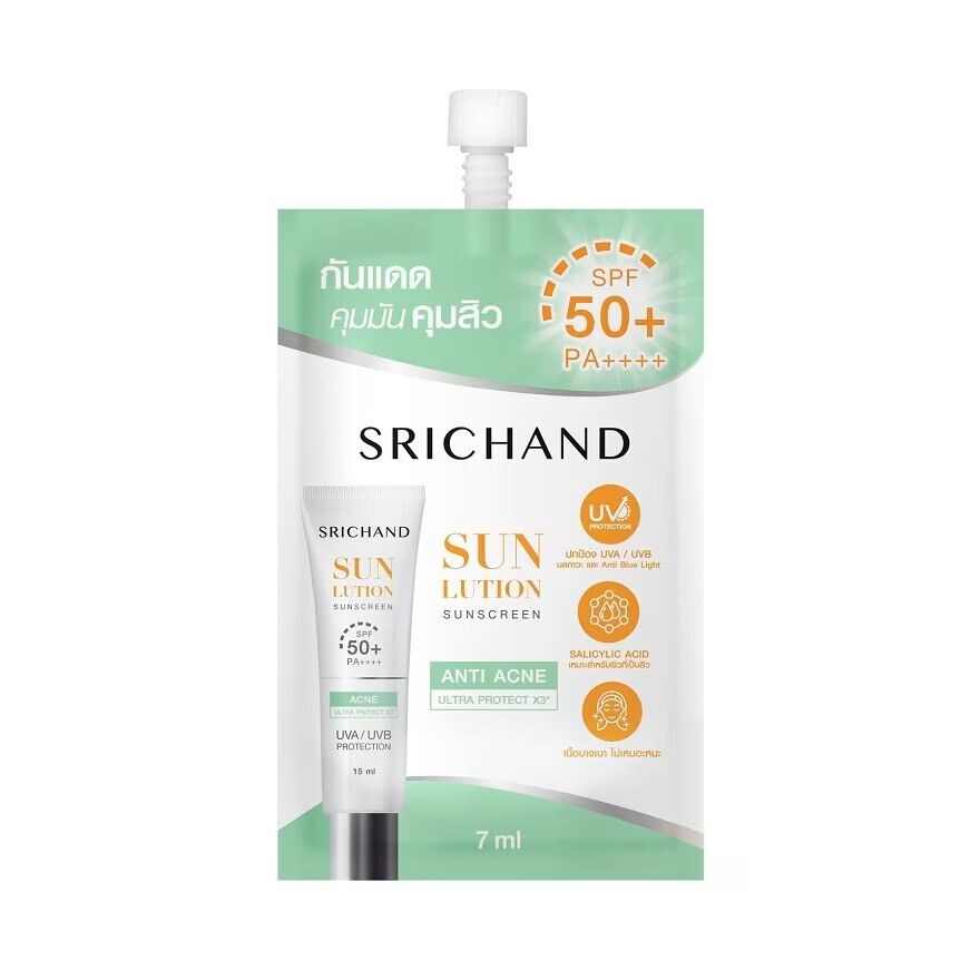 

Srichand Sunlution Acne Care Sunscreen SPF50+ PA++++ 7мл, White