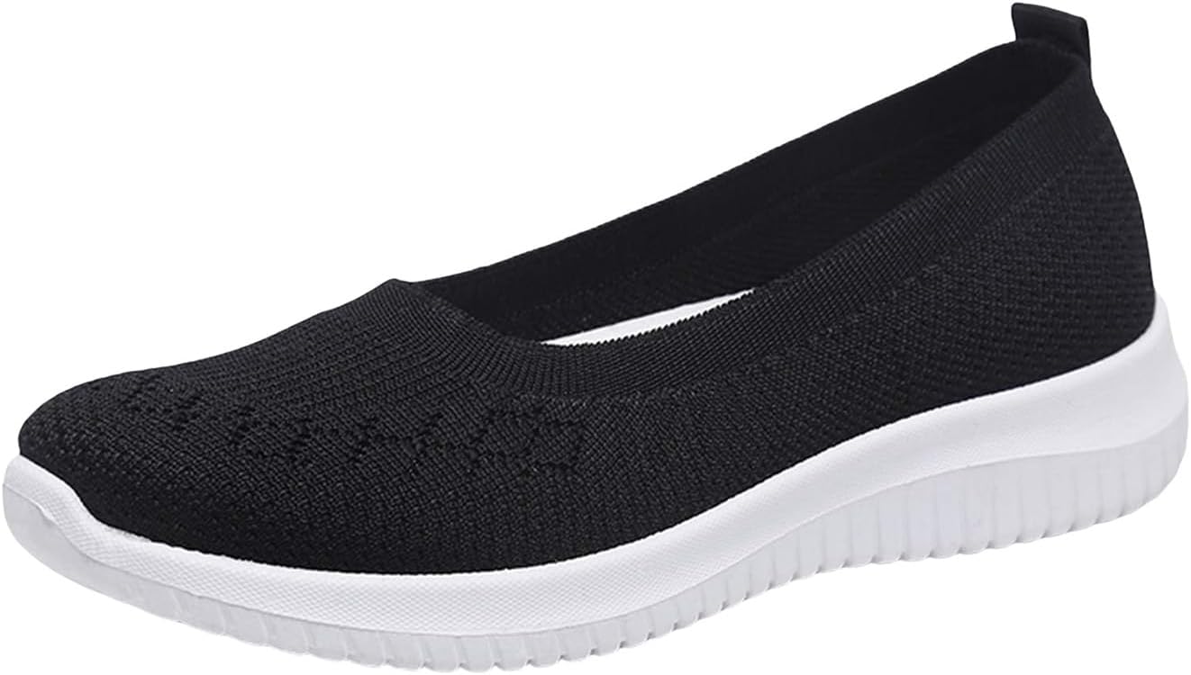 

Женские кроссовки для ходьбы, дышащие сетчатые слипоны, ортопедические кроссовки с поддержкой свода стопы, легкие удобные обувь с нескользящей подошвой и мягкой стелькой, легкие в ношении Rianclud, черный
