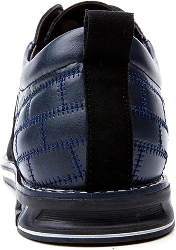 

Мужские оксфорды с шнуровкой Дерби из кожи, деловые туфли, простые мокасины для прогулок и вождения, плоская обувь для мужчин FLIOZY, синий