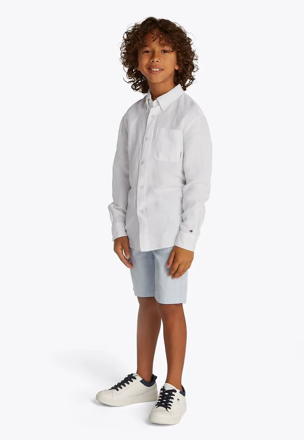 Рубашка свободного кроя из льняной смеси с вышивкой флага Tommy Hilfiger, White