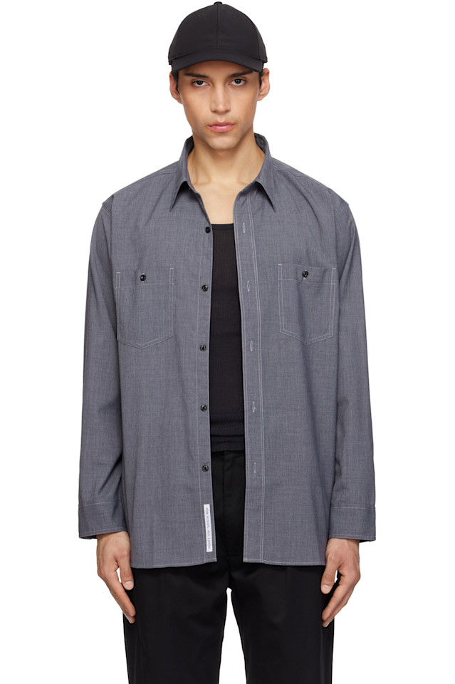 

Полевая рубашка из полиэстеровой шерсти Nanamica, серый