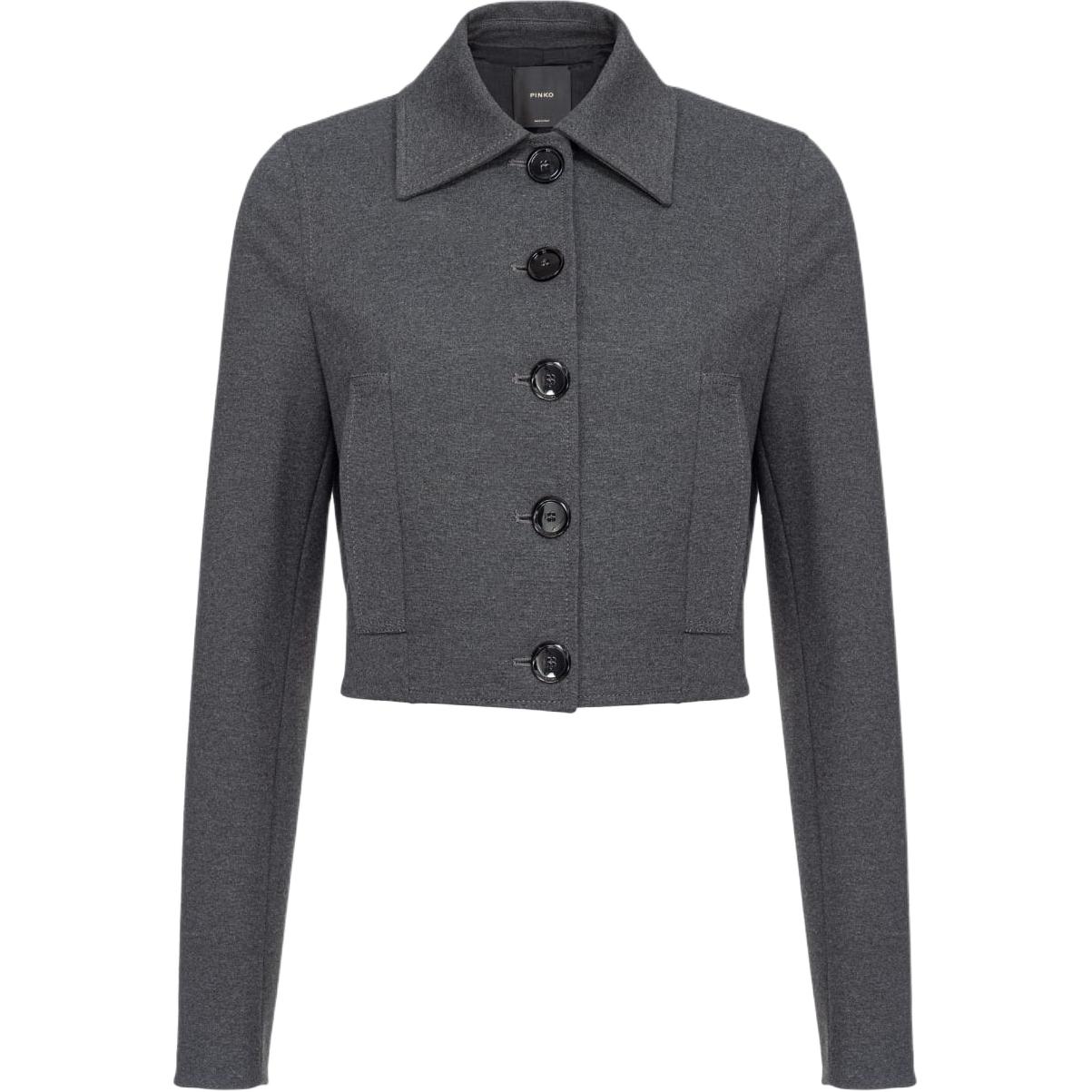 

Короткая однобортная стеганая куртка Doccia PINKO, серая, Серый, Короткая однобортная стеганая куртка Doccia PINKO, серая