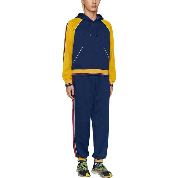 Толстовка gg jacquard hooded sweatshirt 'blue yellow' Gucci, синий — фото 3