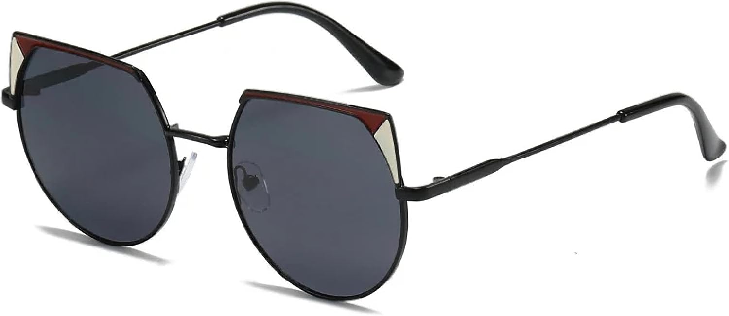 

Винтажные солнцезащитные очки для женщин и мужчин, модные металлические очки для путешествий и вождения, женские очки с защитой от УФ-излучения UV400 TKKTLLT, Black Gray