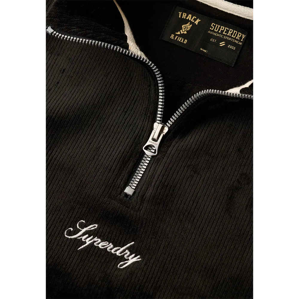 Толстовка Superdry Country Club Velour half zip, черный — фото 4