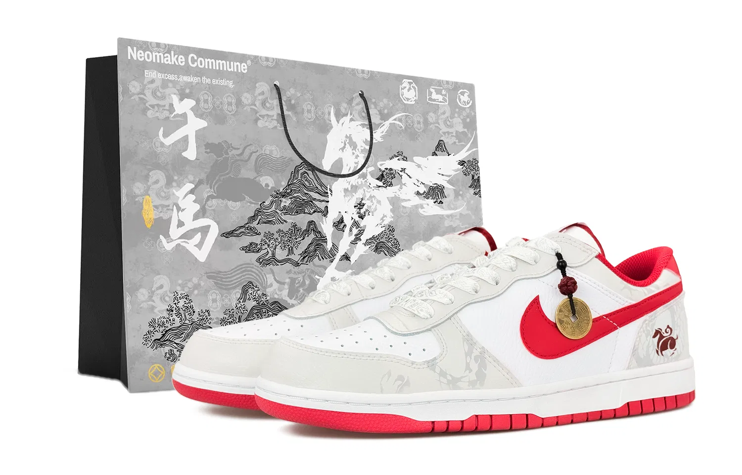 Кроссовки скейтбординговые Nike Big Low белые/красные