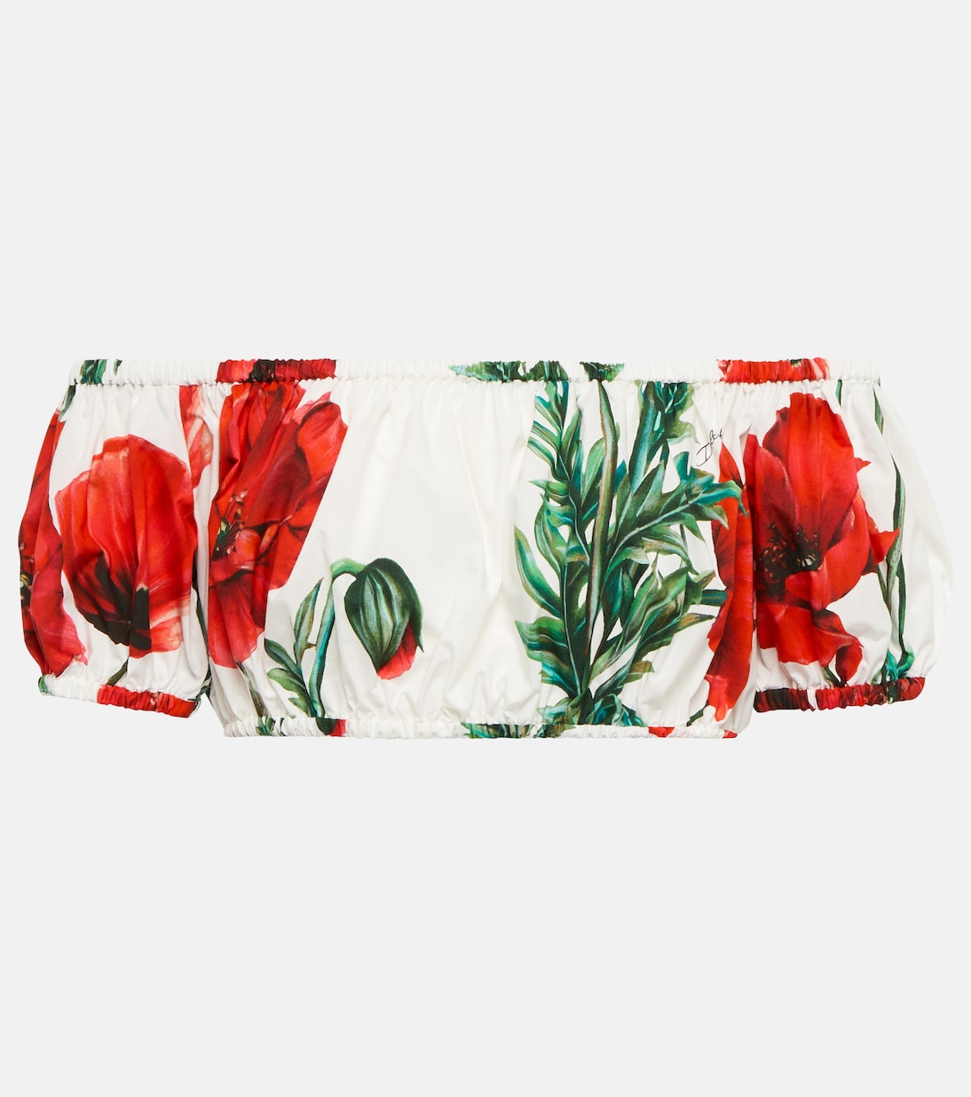 

Укороченный топ из принтованного хлопкового поплина Dolce&Gabbana, Papaveri Fdo Bco Nat