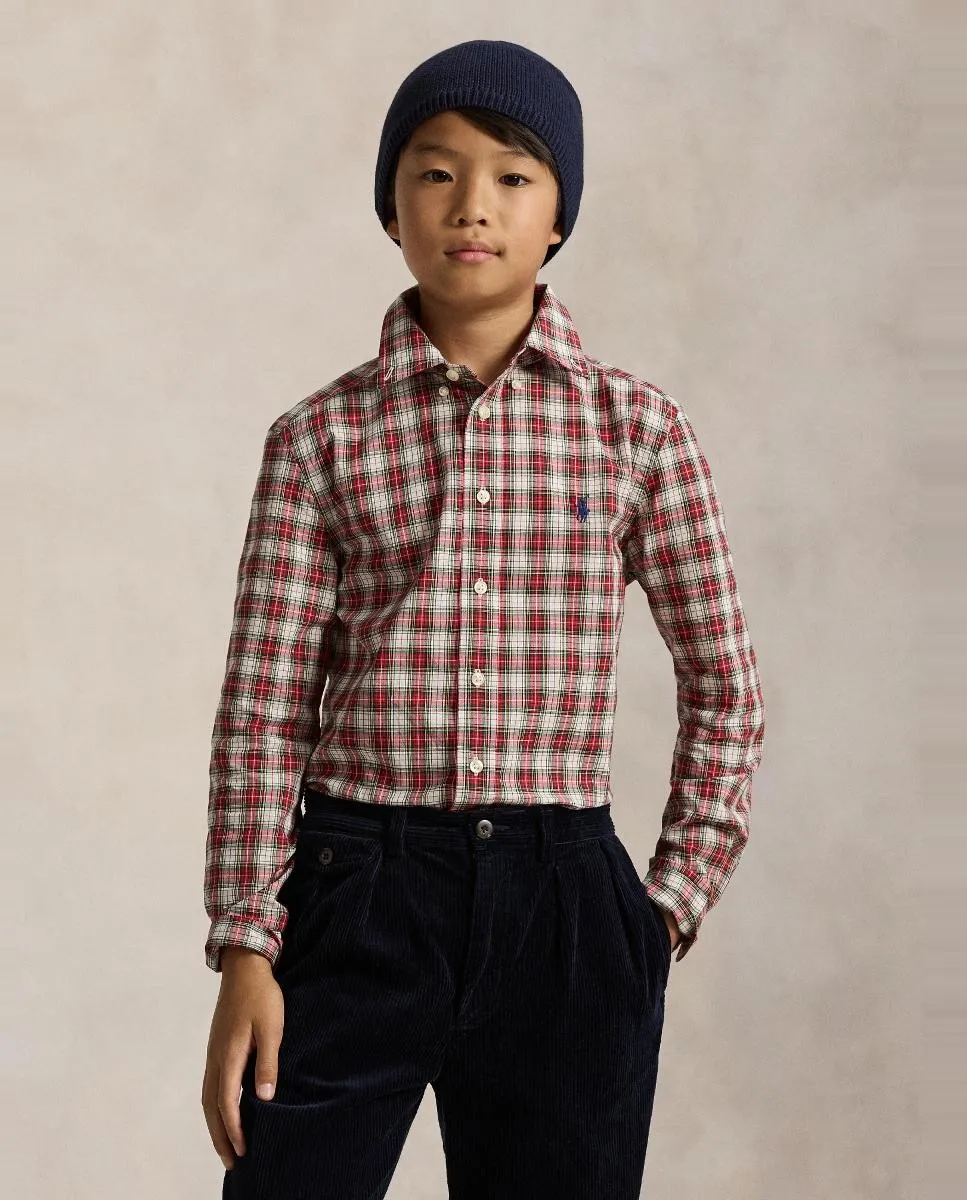 

Детская хлопковая рубашка с вышитой лошадью Polo Ralph Lauren, мультиколор