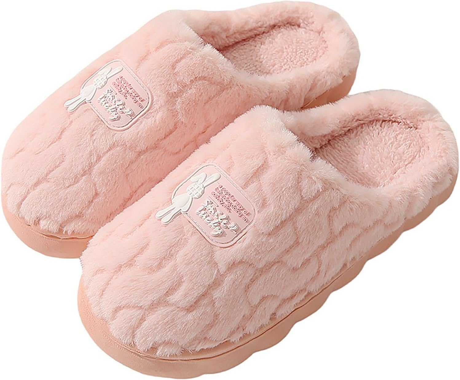 

Женские облегченные повседневные тапочки с прорезями, резиновая подошва, утолщенные, с теплой флисовой подкладкой, мягкие и удобные, тапочки-шлепанцы Generic, розовый