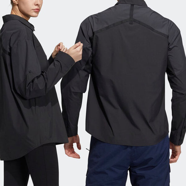 Рубашка adidas Casual Sports Solid Color Breathable Long Sleeves Shirt Black, мультиколор — фото 3