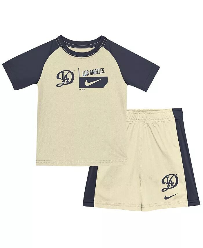 

Кремовый комплект с футболкой и шортами для малышей Los Angeles Dodgers 2024 City Connect Nike, бежевый