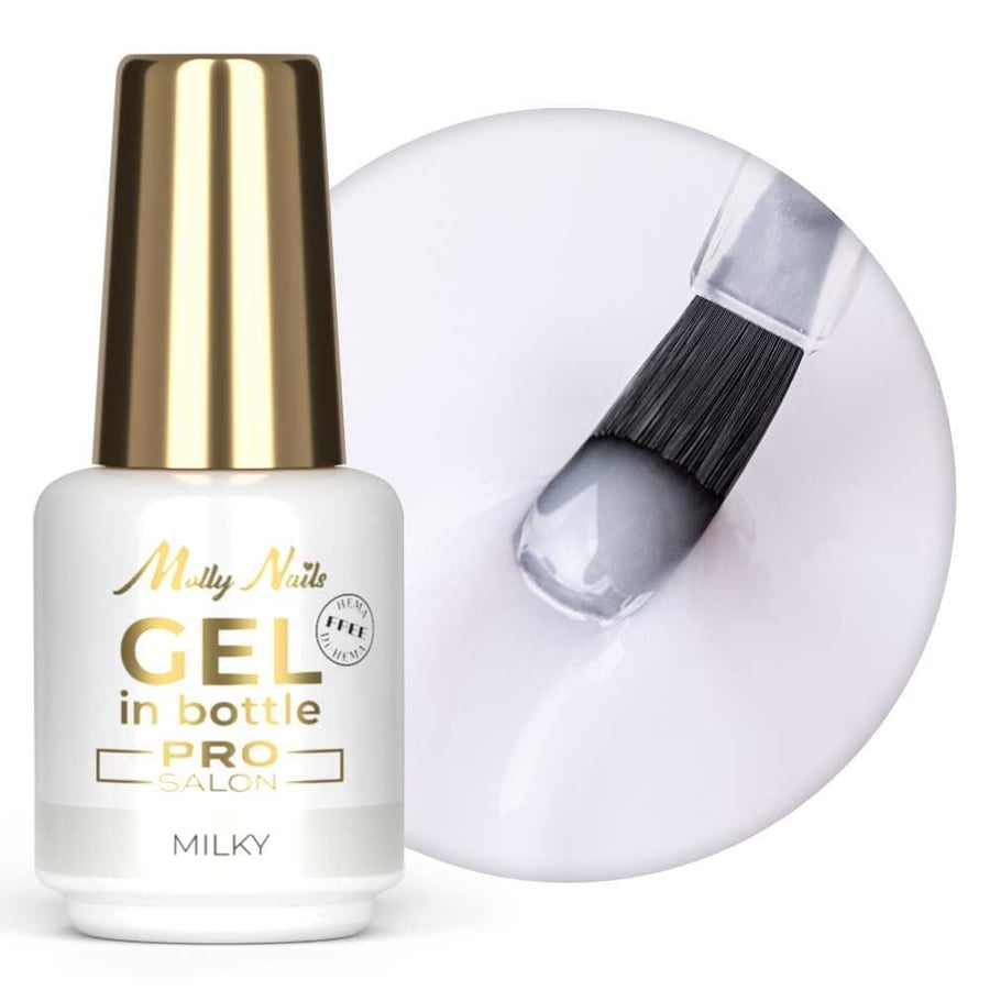 

Гель во флаконе с кисточкой Molly Nails Pro Salon Milky HEMA/Di-HEMA Free 15 г