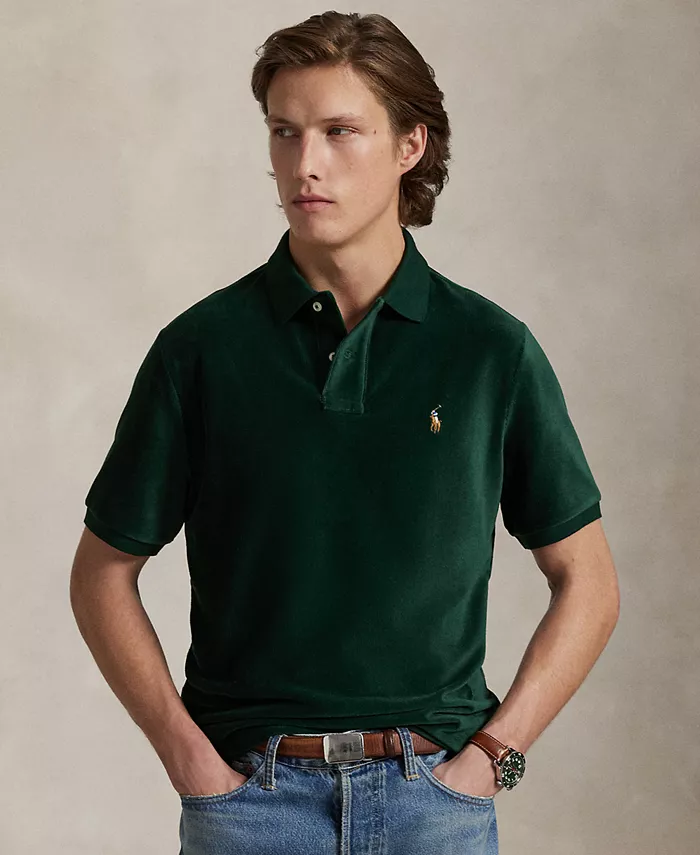 

Мужская рубашка-поло классического кроя из трикотажного вельвета Polo Ralph Lauren, зеленый