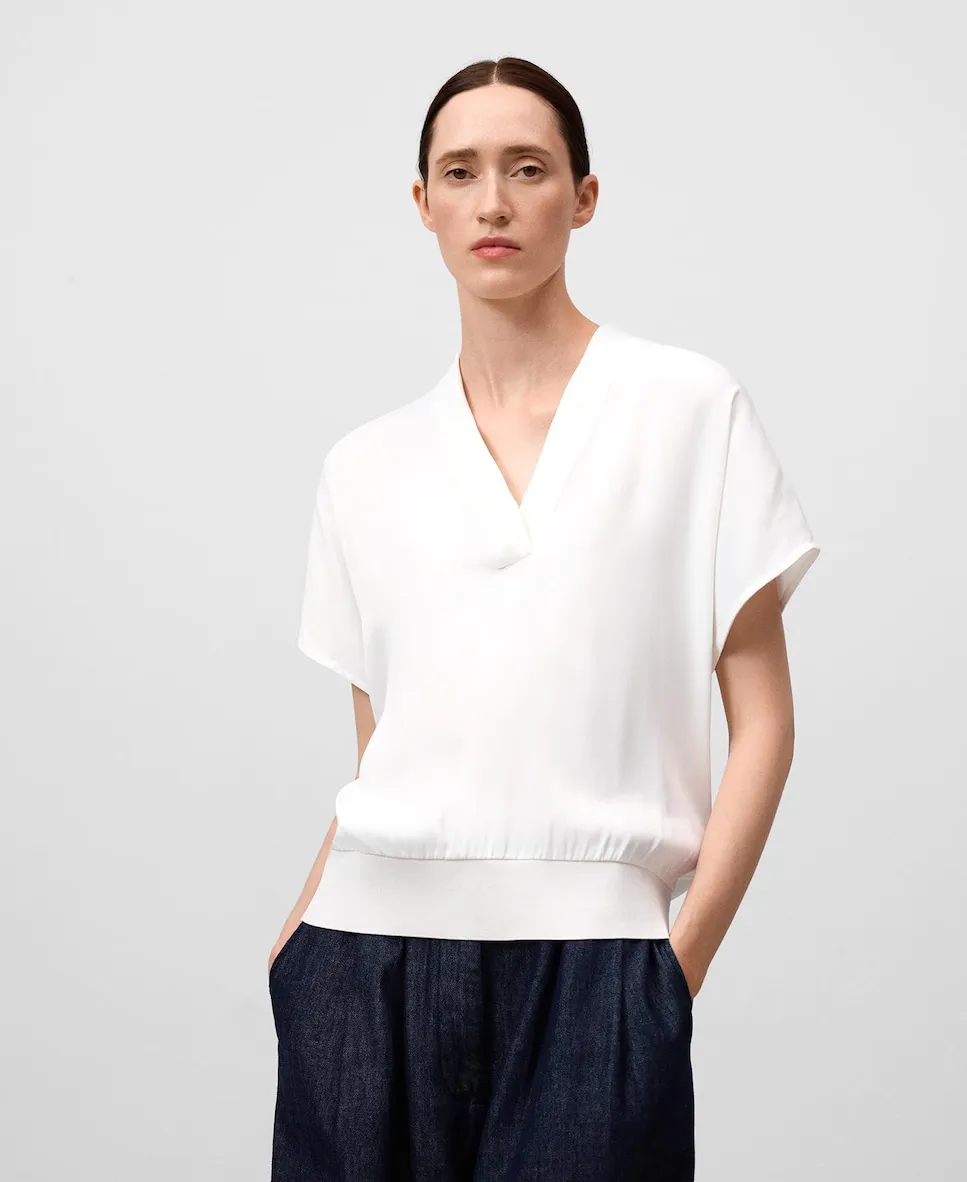 

Женский топ из двойной ткани с V-образным вырезом Adolfo Dominguez, белый