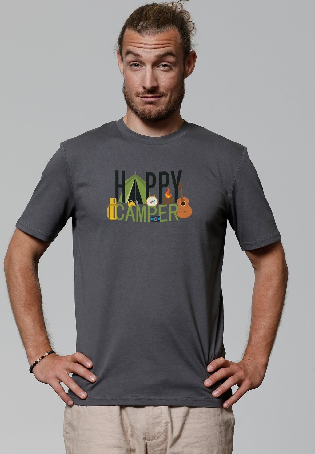 

Футболка с принтом HAPPY CAMPER watapparel, антрацит