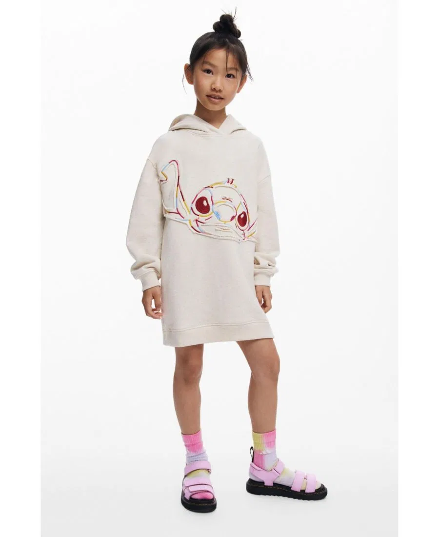 Платье-толстовка Stitch для маленьких девочек Desigual, белый