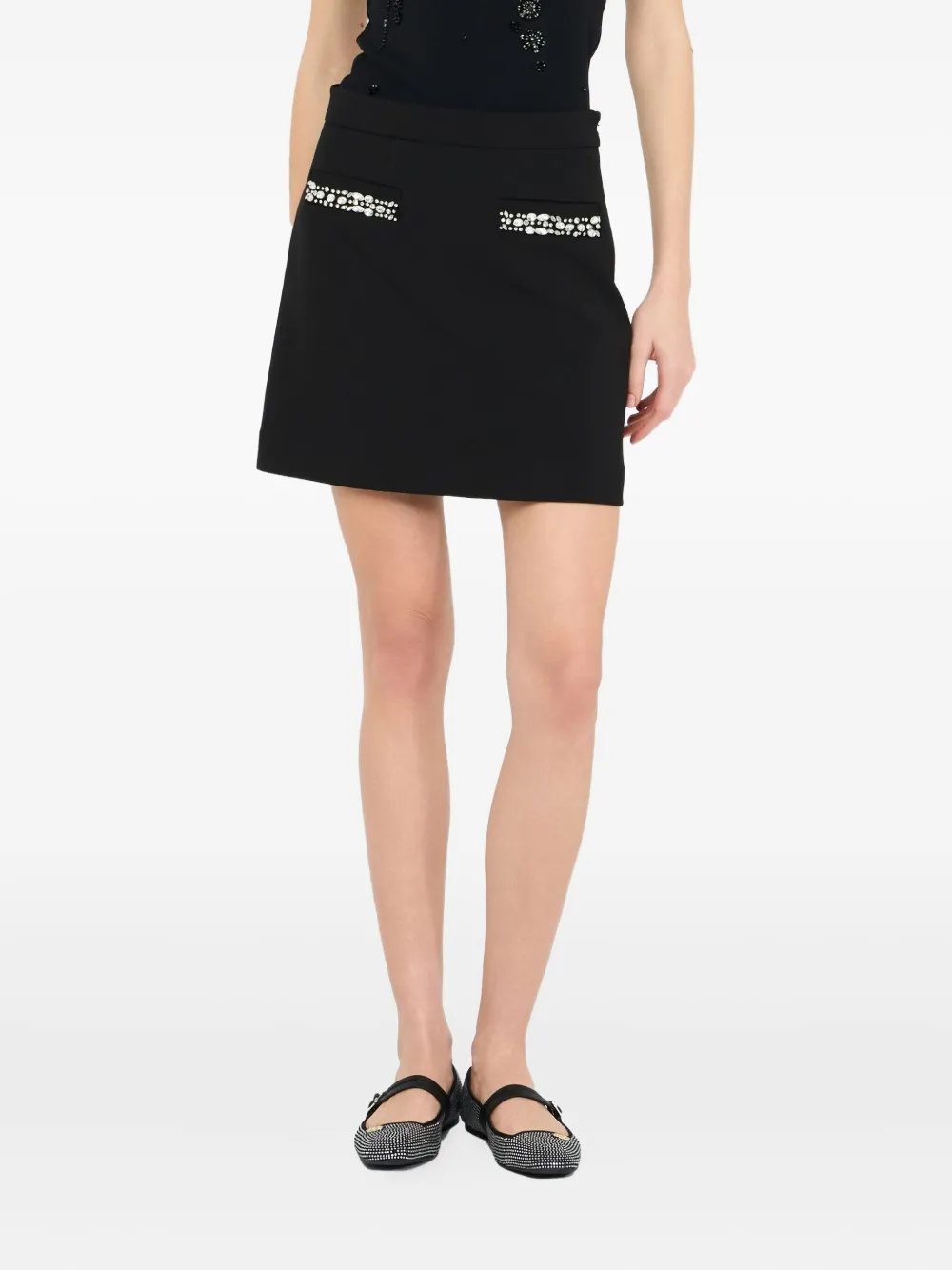 

Мини-юбка с карманом, украшенным стразами Liu Jo, черный