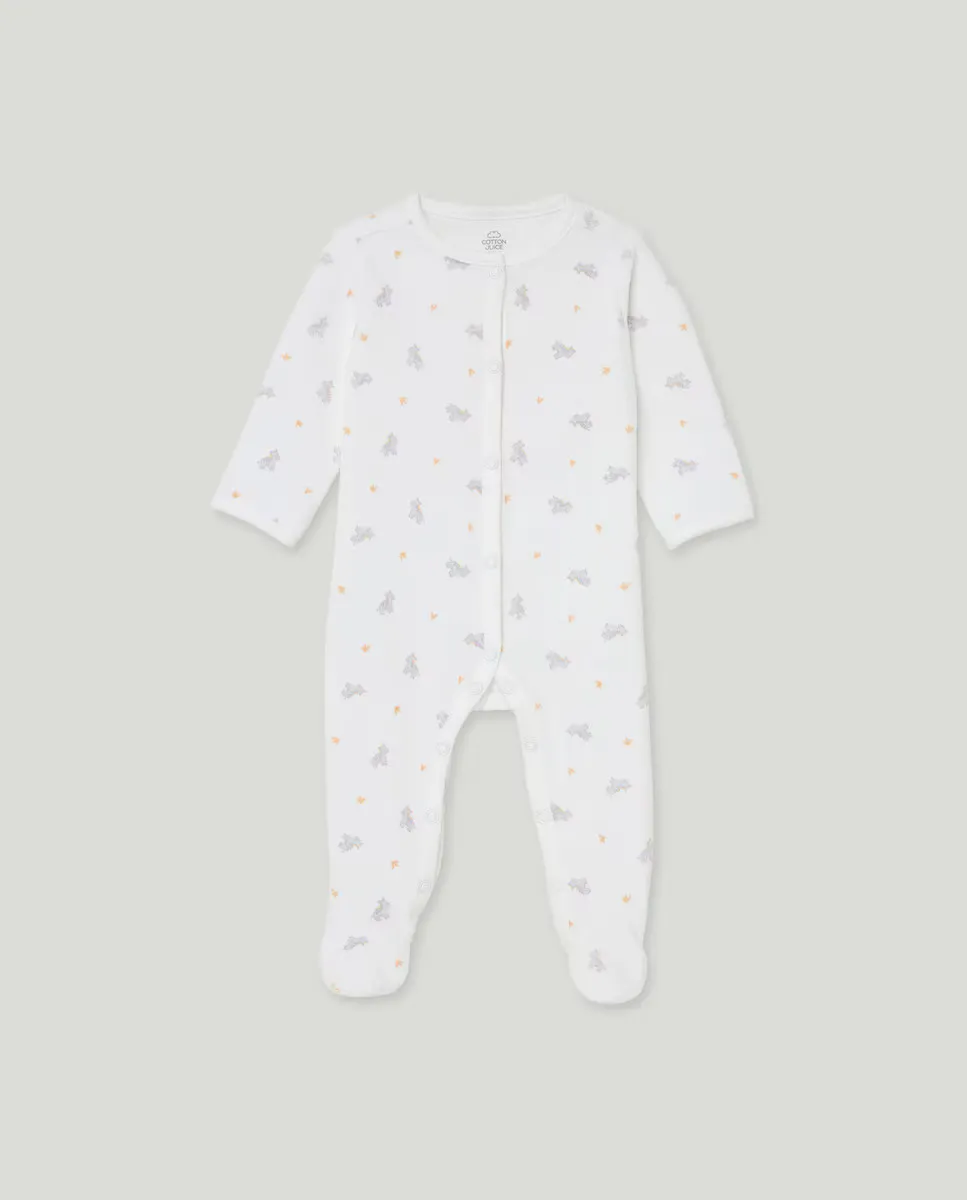 

Длинный комбинезон для мальчика из велюра Cotton Juice, белый