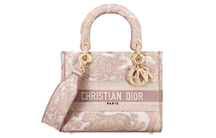 

DIOR Lady D Lite Fabric Lady Bag, сумка, через плечо, кроссбоди среднего размера, женская, розовый