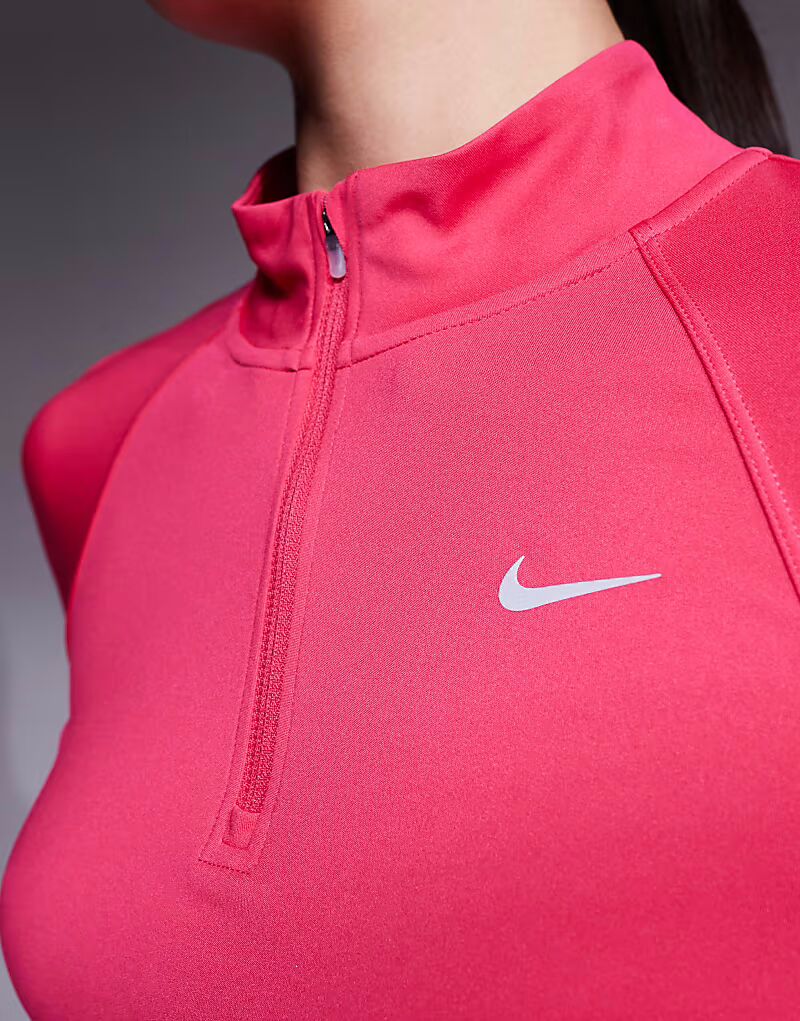 Футболка Running Tempo Dri-FIT с длинным рукавом и полумолнией розового цвета Nike Running — фото 3