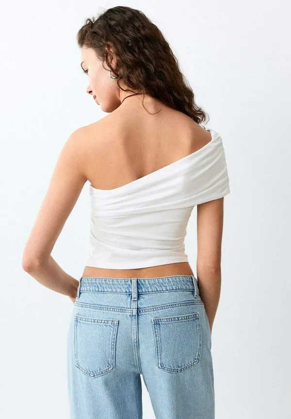 Подростковая базовая футболка кремового цвета Mango Kids, Off-White — фото 3