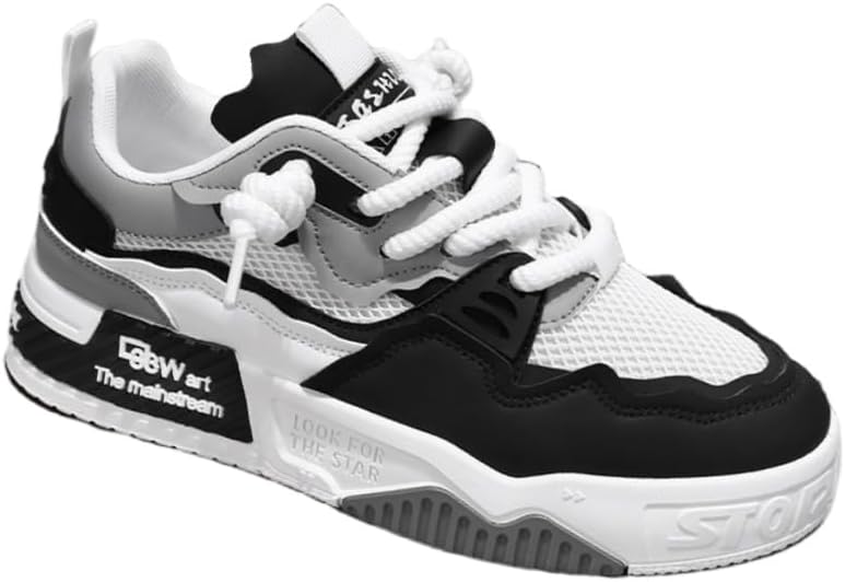 

Мужские кроссовки для скейтбординга большого размера - модные и повседневные - противоскользящие, дышащие, с шнуровкой, подходят для активного отдыха на улице, походов и ежедневной носки Fusecottc, черный