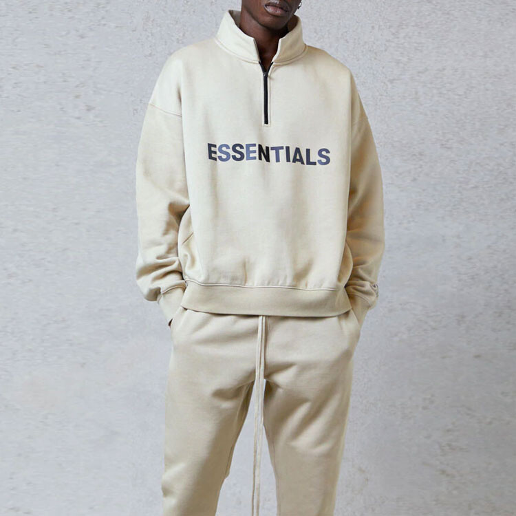 Толстовка унисекс FW20 кремового цвета Fear Of God Essentials, кремовый — фото 2