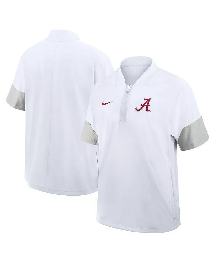 

Мужская белая тренерская куртка Alabama Crimson Tide 2025 Sideline с короткими рукавами и четверть-молнией Nike