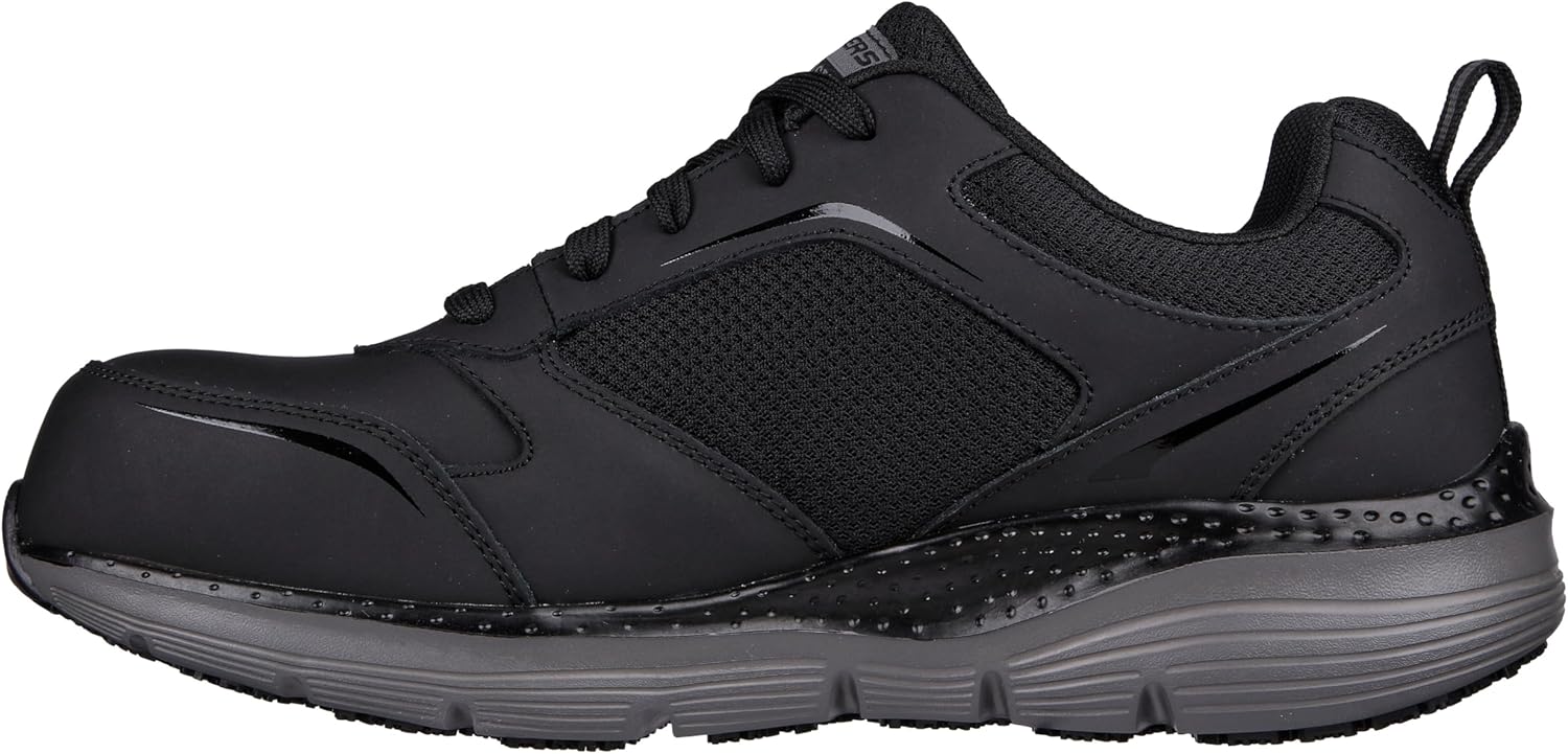 Мужские ботинки Skechers с шнуровкой, защитным носком и поддержкой свода стопы, черный/угольный — фото 2
