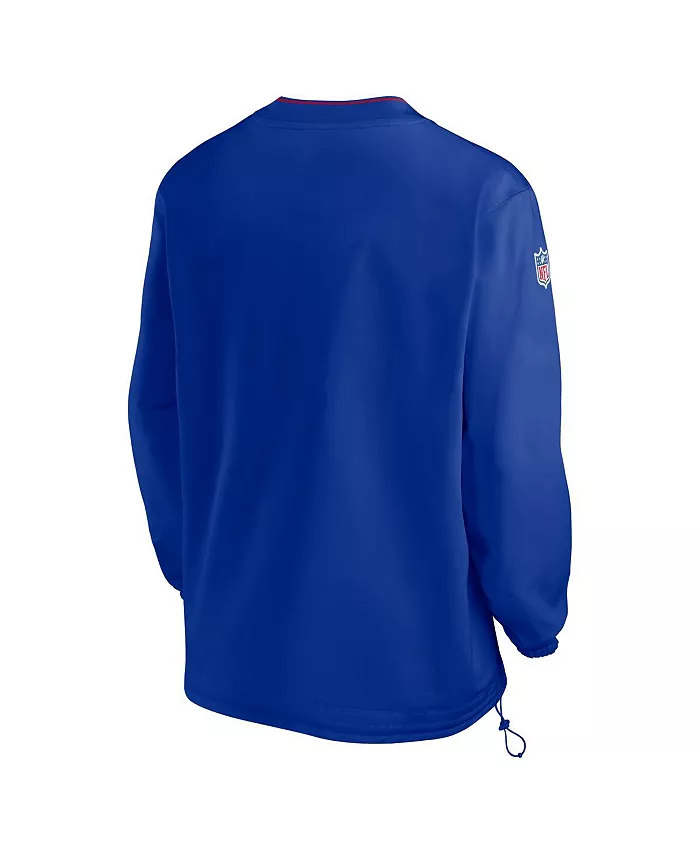 Мужская толстовка с длинным рукавом и V-образным вырезом Royal New York Giants 2024 Sideline Throwback Logo Nike — фото 3