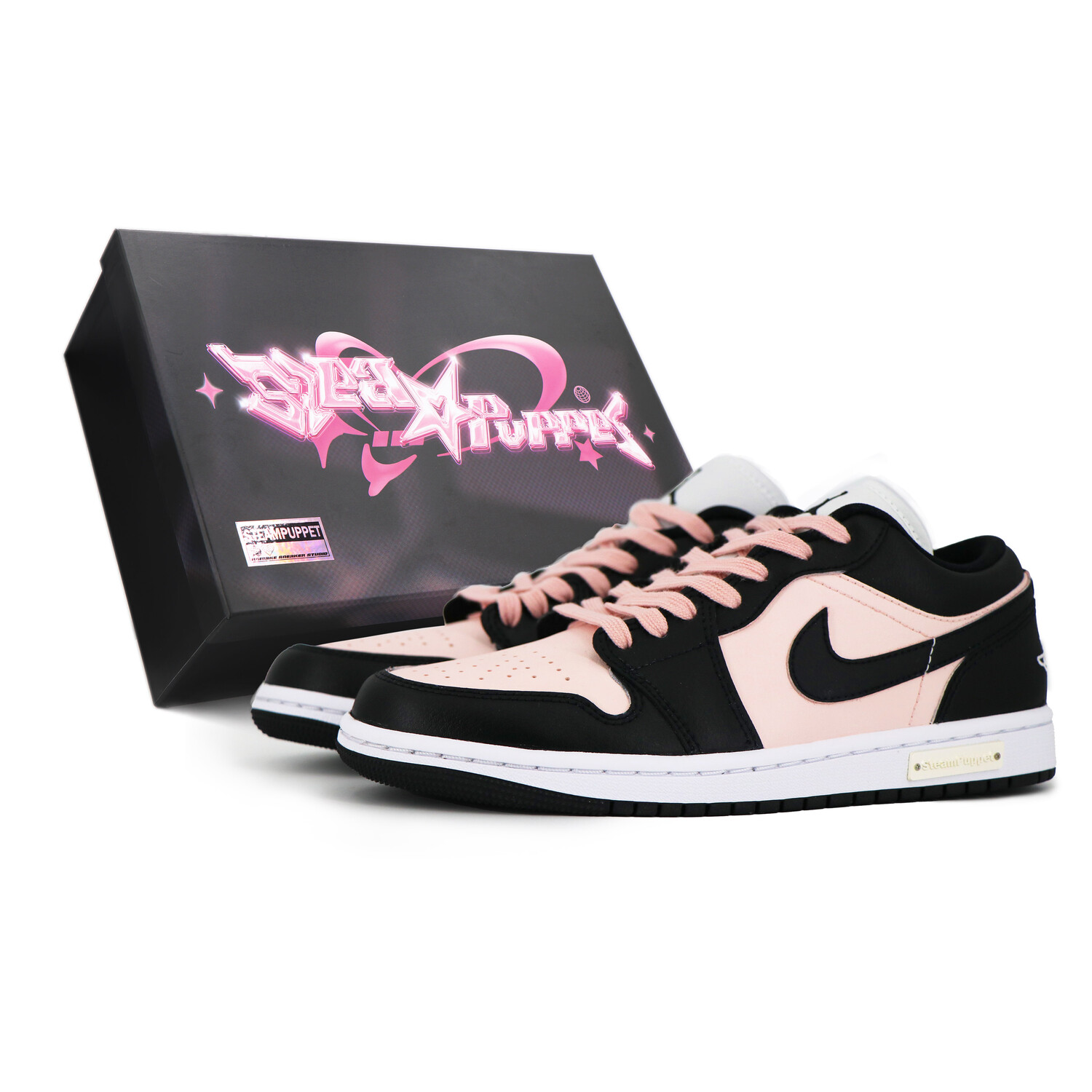

Кроссовки Air JORDAN 1 Vintage Basketball Shoes Women's Low-Top Black Pink, черный/розовый