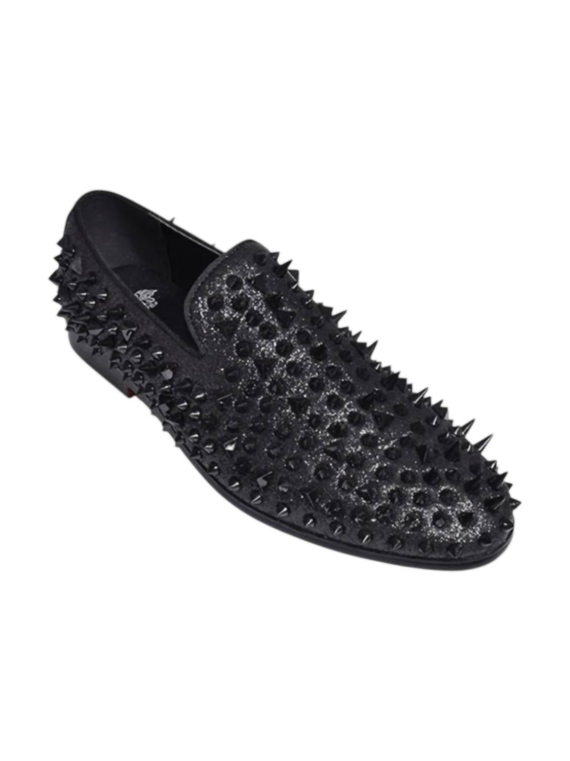 

Мужские кожаные туфли с шипами и блестками в черном цвете Royal Shoes