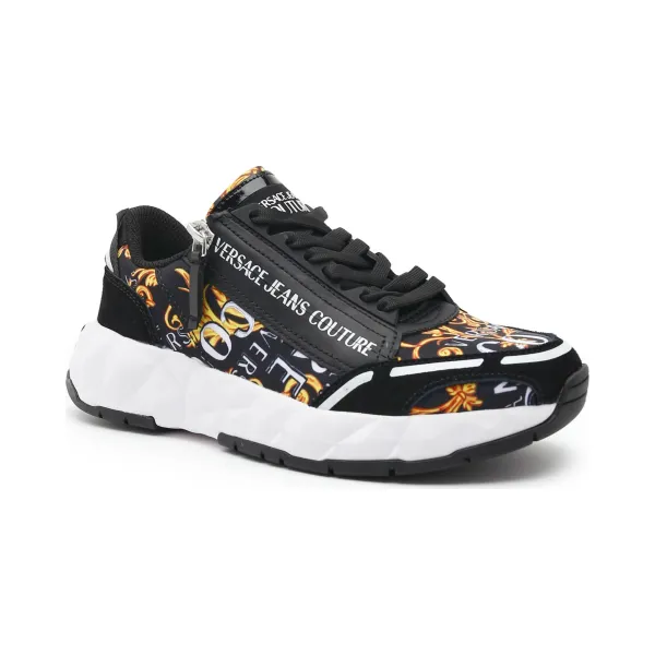 Кроссовки с добавлением кожи Versace, черный