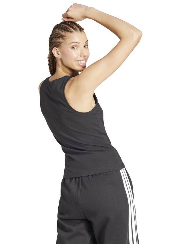 Женская тонкая хлопчатобумажная майка essentials linear adidas, черный/белый — фото 2