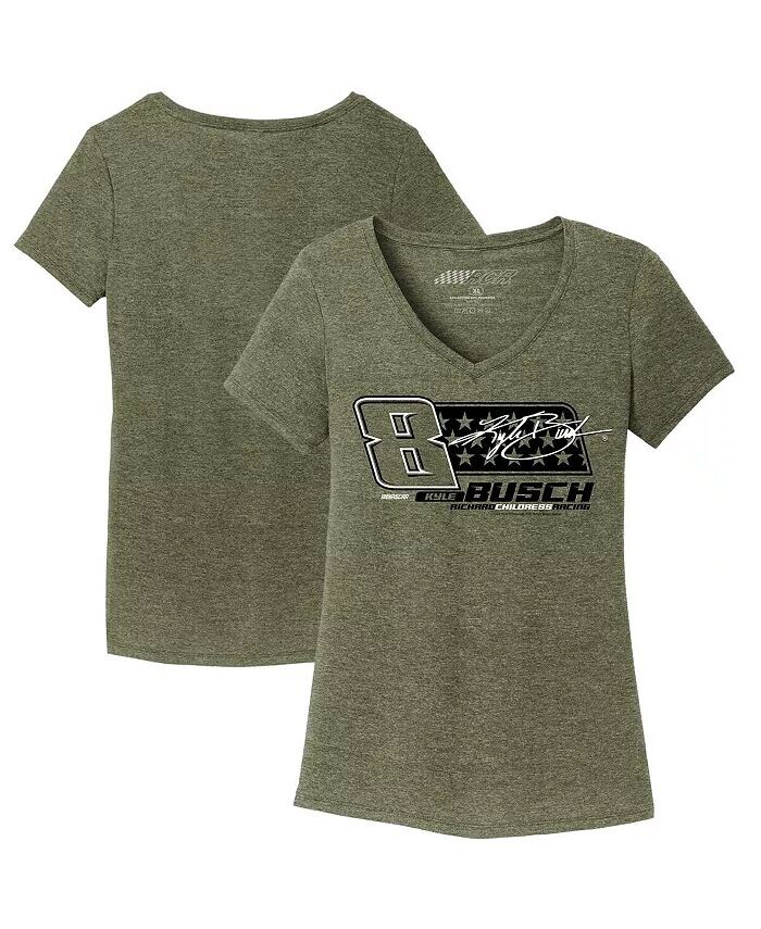

Женская зеленая футболка Kyle Busch Tri-Blend с V-образным вырезом Richard Childress Racing Team Collection