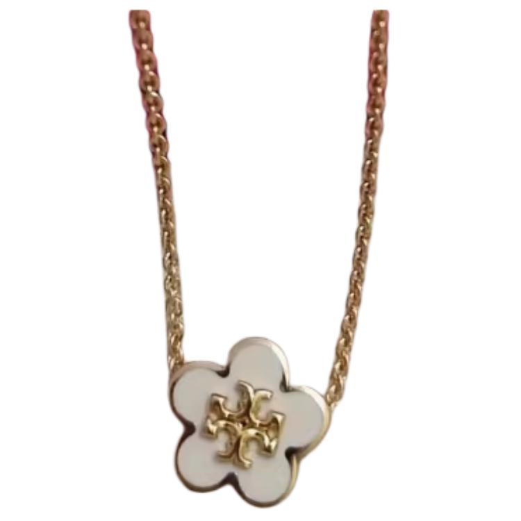 

Кира эмалевый цветочный кулон TORY BURCH, золотой/белый