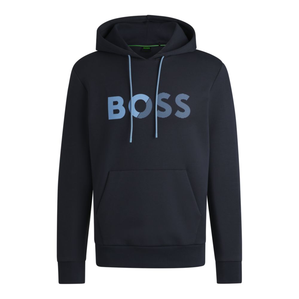 

Толстовка прямого кроя с логотипом BOSS, темно-синий
