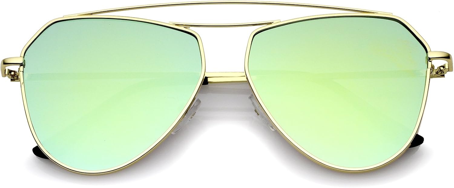 

Солнцезащитные очки-авиаторы zeroUV в современной металлической оправе с двойной перемычкой, цветными зеркальными плоскими линзами, диаметр линз 52 мм, Gold / Yellow Mirror