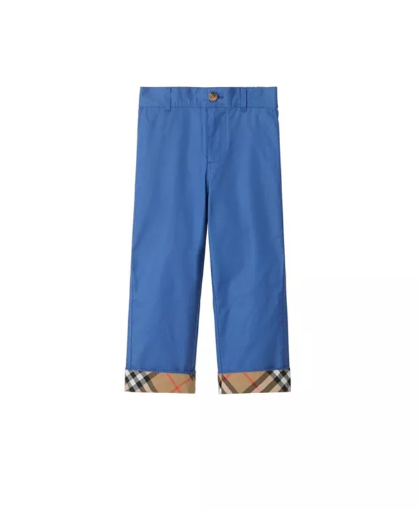 

Хлопковые клетчатые брюки с отворотами для мальчиков - для малышей и для взрослых. Burberry, синий