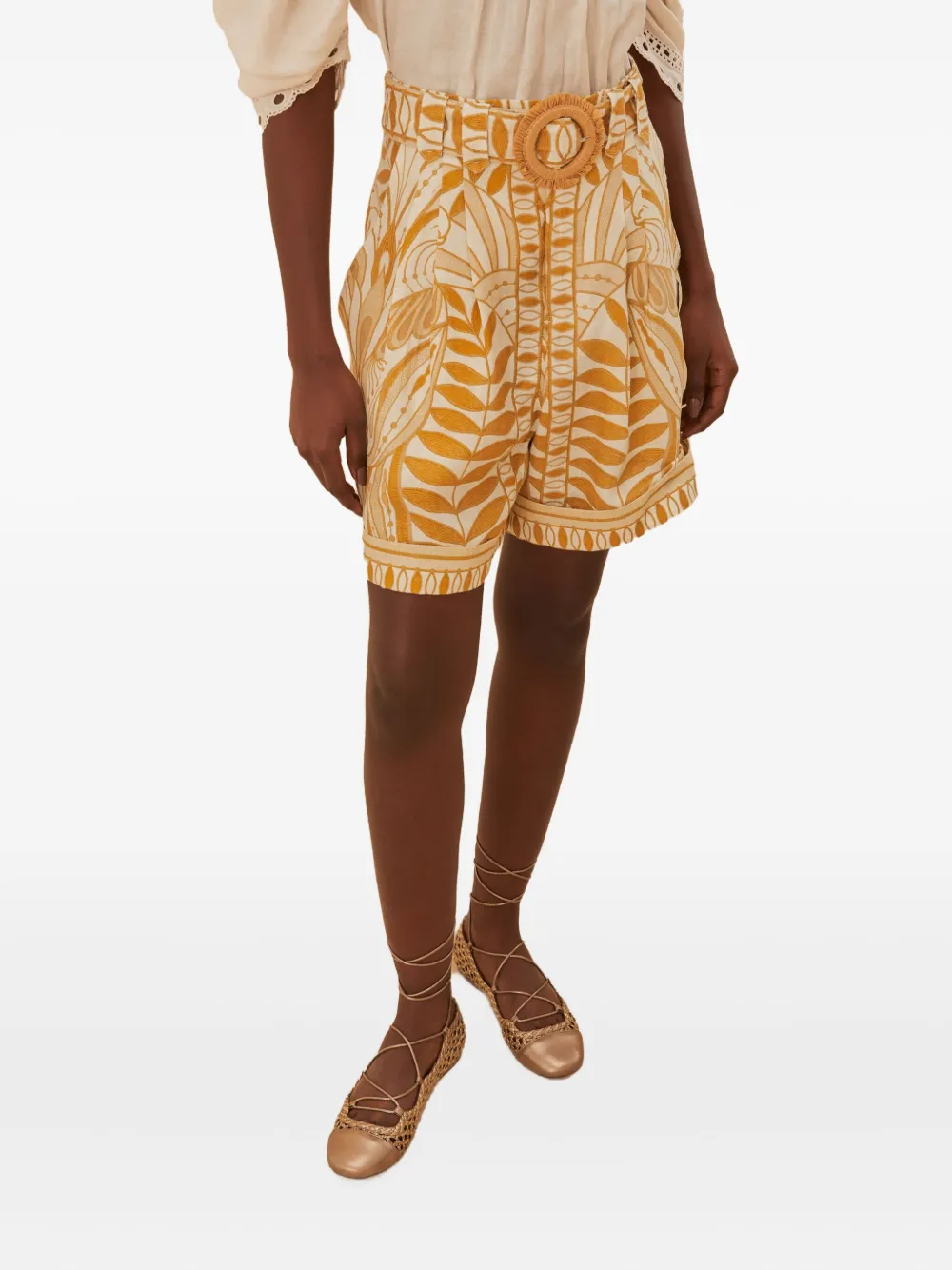 

Шорты с поясом и принтом FARM Rio, оранжевый