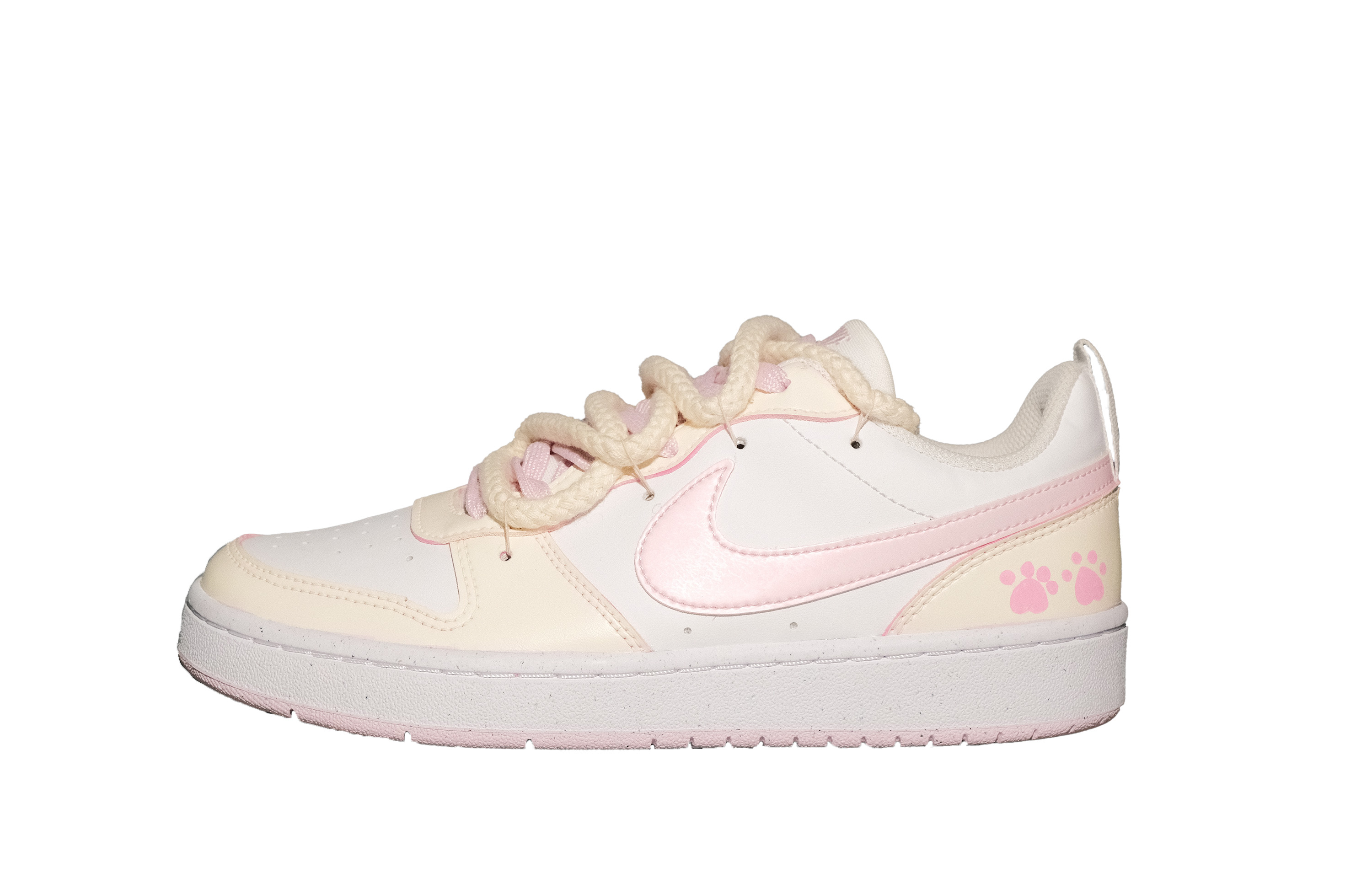

Nike Детские кроссовки для скейтбординга Court Borough Cream Kitten с нескользящей подошвой, износостойкие, розовые, желтые, подростковые